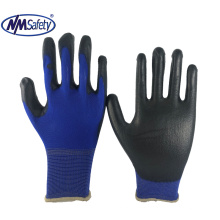 NMSAFETY navy blue liner with black PU gloves